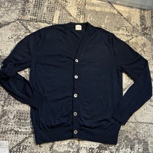 Paul Smith Cardigan Merino Wool Size Medium Navy blue